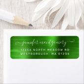 Chic Green Brushed Metal Return Address Label (Insitu)