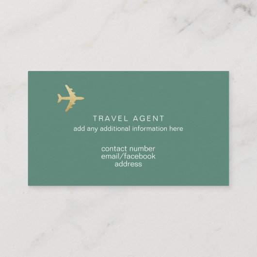 Chic Green Business Card for a travel agent Visitekaartje (Achterkant)