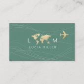 Chic Green Business Card for a travel agent Visitekaartje (Voorkant)