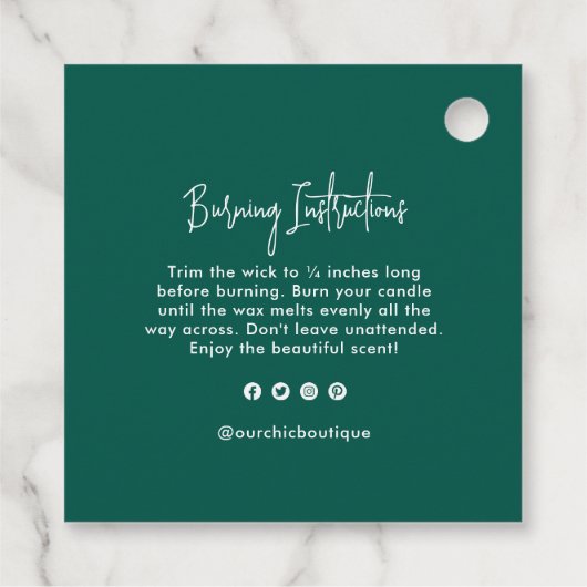 Chic Green Candle Hang Label met Logo (Achterkant)