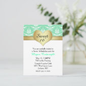 Chic Green Damask Sweet 16 Birthday Invitation Kaart (Staand voorkant)