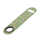 Chic Green Ditsy Holiday Kerstversiering Speed Flessenopener (Voorkant Gekanteld)