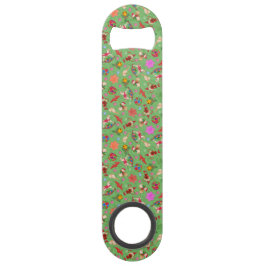 Chic Green Ditsy Holiday Kerstversiering Speed Flessenopener