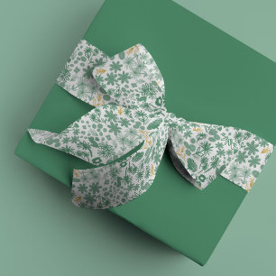 Chic Green Ditzy Floral Satin Ribbon Satijnen Lint