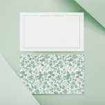 Chic Green Ditzy Floral Specialized Stationery Notitiekaartje<br><div class="desc">Een delicaat groen kleurenschema creëer een chic romantisch gevoel voor deze vintage ontmoet moderne gepersonaliseerde briefkaarten voor kantoorbenodigdheden. De voorkant is uitgerust met moderne typografie in een gekantelde lay-out,  terwijl de achterkant poppen met distante bloemen.</div>