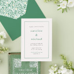 Chic Green Ditzy Floral Wedding Invitation Kaart<br><div class="desc">Een delicaat groen kleurenschema creëer een chic romantisch gevoel voor deze vintage ontmoet moderne trouwuitnodigingen. De voorkant is uitgerust met moderne typografie in een gekantelde lay-out,  terwijl de achterkant poppen met distante bloemen. Pas aan uw eigen gebeurtenis en paar met de coördinerende bundels aan.</div>