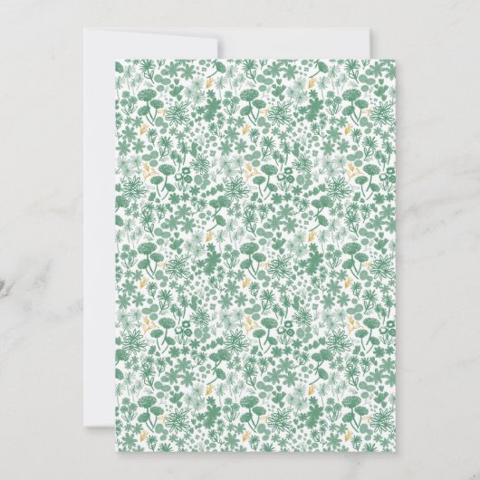 Chic Green Ditzy Floral Wedding Invitation Kaart (Achterkant)