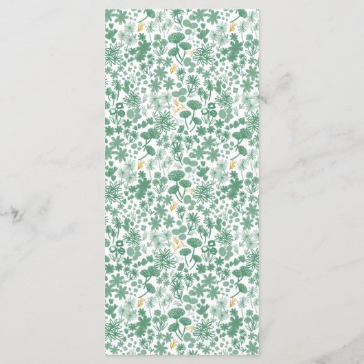Chic Green Ditzy Floral Wedding Menu (Achterkant)