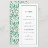Chic Green Ditzy Floral Wedding Menu (Voorkant / Achterkant)