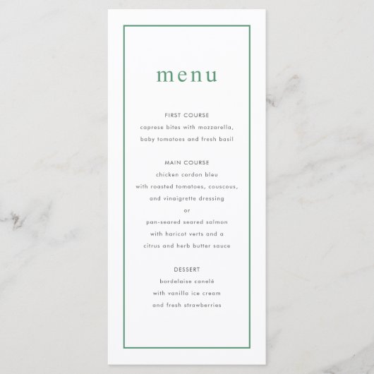 Chic Green Ditzy Floral Wedding Menu (Voorkant)