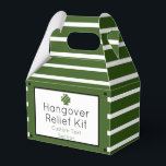Chic Green en White Hangover Relief Kit Bedankdoosjes<br><div class="desc">Perfect koele bos groene en witte aanzuiger gestreepte hangover hulpdoos die met uw gebeurtenisseninformatie of details aanpasbaar is</div>