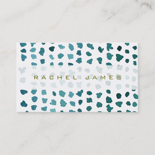Chic Green en White Waterverf Stippen Visitekaartje (Voorkant)