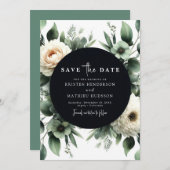 Chic Green Eucalyptus Digital Wedding Save The Date (Voorkant / Achterkant)