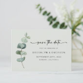 Chic Green Eucalyptus Wedding Save The Date (Staand voorkant)