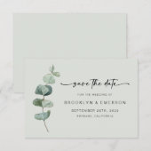 Chic Green Eucalyptus Wedding Save The Date (Voorkant / Achterkant)