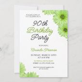 Chic Green Floral 90e verjaardag Kaart (Voorkant)