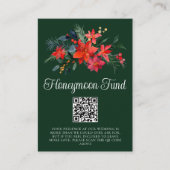 Chic Green Floral kerstbruiloft Honeymoon Fonds Informatiekaartje (Voorkant)