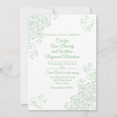 Chic Green Flourishes Wedding Uitnodiging (Voorkant)