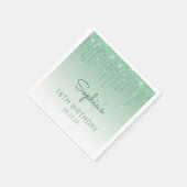 Chic Green Glitter Drip 18e Verjaardagsfeest Servet (Hoek)