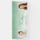 Chic Green Glitter Drip Two Photo Afstuderen Spandoek (Verticaal)