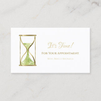 Chic Green Glitter Hourglass Salon Afspraak Afsprakenkaartje