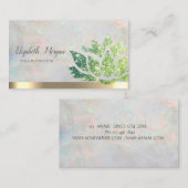 Chic Green Glitter Lotus Yoga Holografisch Visitekaartje (Voorkant / Achterkant)