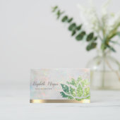 Chic Green Glitter Lotus Yoga Holografisch Visitekaartje (Staand voorkant)