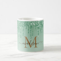 Chic green Glitter Monogram
