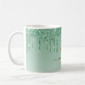 Chic green Glitter Monogram Koffiemok (Links)
