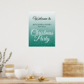 Chic Green Glitter Ombre Kerstfeest Welkom Poster (Keuken)