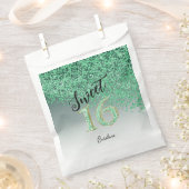 Chic Green Glitter Sweet 16 Birthday Bedankzakje (Geknipt)