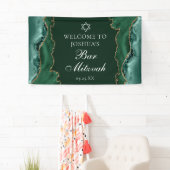 Chic Green Gold Agate Bar Mitswa Party Spandoek (Insitu)