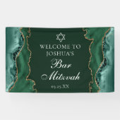 Chic Green Gold Agate Bar Mitswa Party Spandoek (Horizontaal)