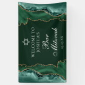 Chic Green Gold Agate Bar Mitswa Party Spandoek (Verticaal)