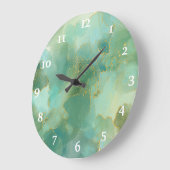 Chic Green Gold Alcohol Ink Waterverf Grote Klok (Hoek)