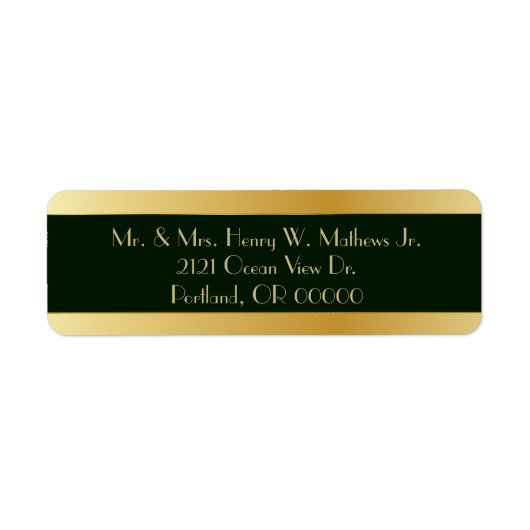 Chic Green & Gold Custom Return-adreslabels Etiket (Voorkant)