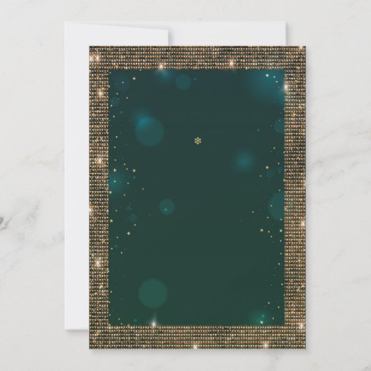 Chic Green Gold Dress Tiara, Diamonds Quinceañera Kaart (Achterkant)