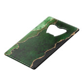 Chic Green Gold Glitter Agate Custom Monogram Creditkaart Flessenopener (Achterkant Gekanteld)
