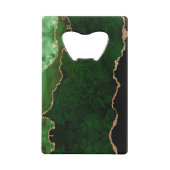 Chic Green Gold Glitter Agate Custom Monogram Creditkaart Flessenopener (Achterkant)