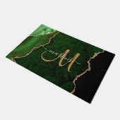 Chic Green Gold Glitter Agate Custom Monogram Deurmat (Schuin)