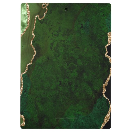 Chic Green Gold Glitter Agate Custom Monogram Klembord (Achterkant)