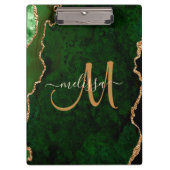Chic Green Gold Glitter Agate Custom Monogram Klembord (Voorkant)