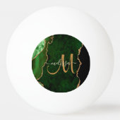 Chic Green Gold Glitter Agate Custom Monogram Pingpongbal (Achterkant)