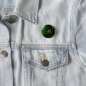 Chic Green Gold Glitter Agate Custom Monogram Ronde Button 3,2 Cm (In situ)
