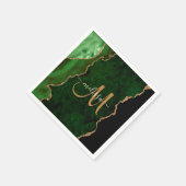 Chic Green Gold Glitter Agate Custom Monogram Servet (Hoek)