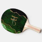 Chic Green Gold Glitter Agate Custom Monogram Tafeltennisbatje (Zijkant)