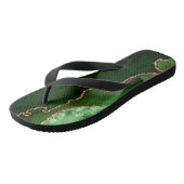 Chic Green Gold Glitter Agate Custom Monogram Teenslippers (Schuin)