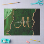 Chic Green Gold Glitter Agate Custom Monogram Tissuepapier (Craft)