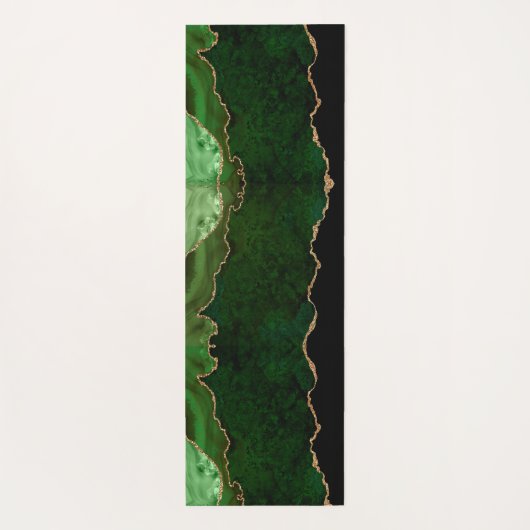 Chic Green Gold Glitter Agate Custom Monogram Yogamat (Achterkant)