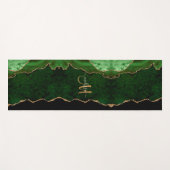 Chic Green Gold Glitter Agate Custom Monogram Yogamat (Voorkant (horizontaal))